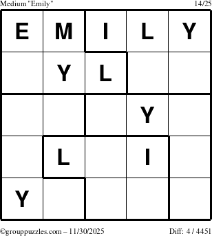 The grouppuzzles.com Medium Emily puzzle for Sunday November 30, 2025