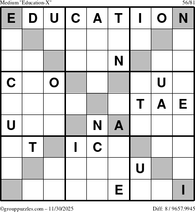 The grouppuzzles.com Medium Education-X puzzle for Sunday November 30, 2025