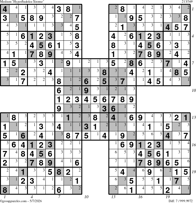 The grouppuzzles.com Medium cover-HyperXtreme puzzle for Thursday May 7, 2026 with all 7 steps marked