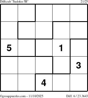 The grouppuzzles.com Difficult Sudoku-5B puzzle for Monday November 10, 2025