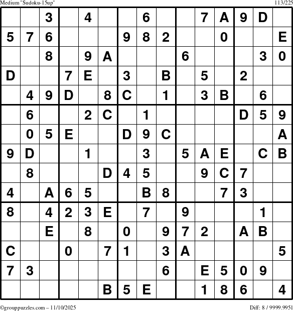 The grouppuzzles.com Medium Sudoku-15up puzzle for Monday November 10, 2025