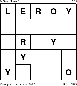 The grouppuzzles.com Difficult Leroy puzzle for Tuesday May 13, 2025