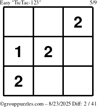 The grouppuzzles.com Easy TicTac-123 puzzle for Saturday August 23, 2025