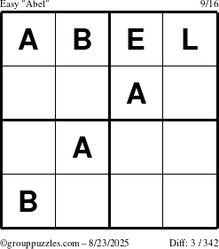 The grouppuzzles.com Easy Abel puzzle for Saturday August 23, 2025