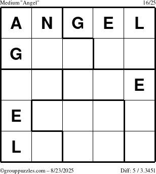 The grouppuzzles.com Medium Angel puzzle for Saturday August 23, 2025