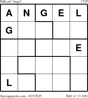 The grouppuzzles.com Difficult Angel puzzle for Saturday August 23, 2025