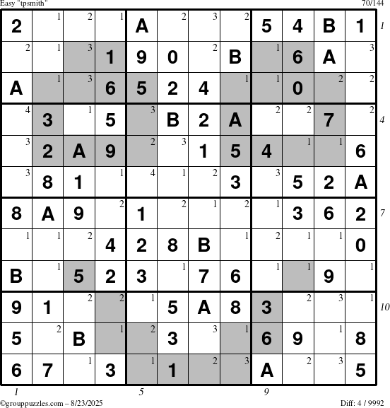 The grouppuzzles.com Easy tpsmith puzzle for Saturday August 23, 2025, suitable for printing, with all 4 steps marked