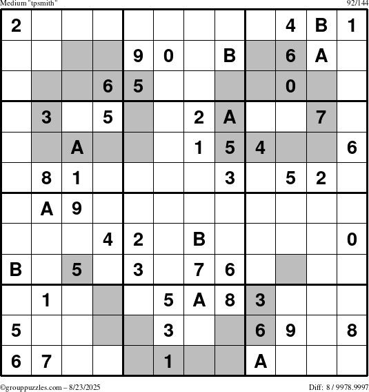 The grouppuzzles.com Medium tpsmith puzzle for Saturday August 23, 2025