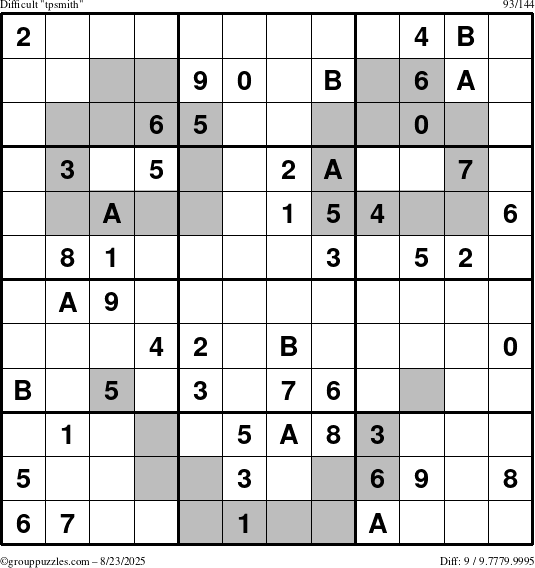 The grouppuzzles.com Difficult tpsmith puzzle for Saturday August 23, 2025