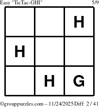 The grouppuzzles.com Easy TicTac-GHI puzzle for Monday November 24, 2025