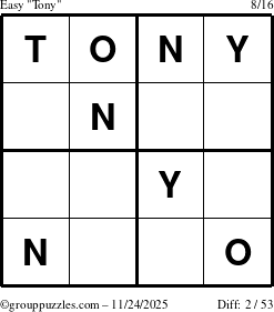 The grouppuzzles.com Easy Tony puzzle for Monday November 24, 2025