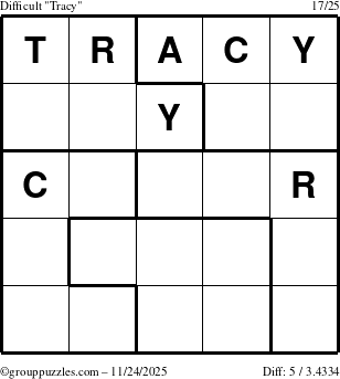 The grouppuzzles.com Difficult Tracy puzzle for Monday November 24, 2025