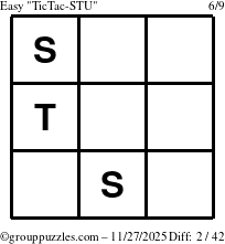 The grouppuzzles.com Easy TicTac-STU puzzle for Thursday November 27, 2025