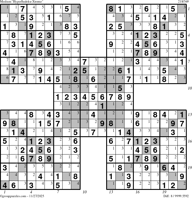 The grouppuzzles.com Medium cover-HyperXtreme puzzle for Thursday November 27, 2025 with all 8 steps marked