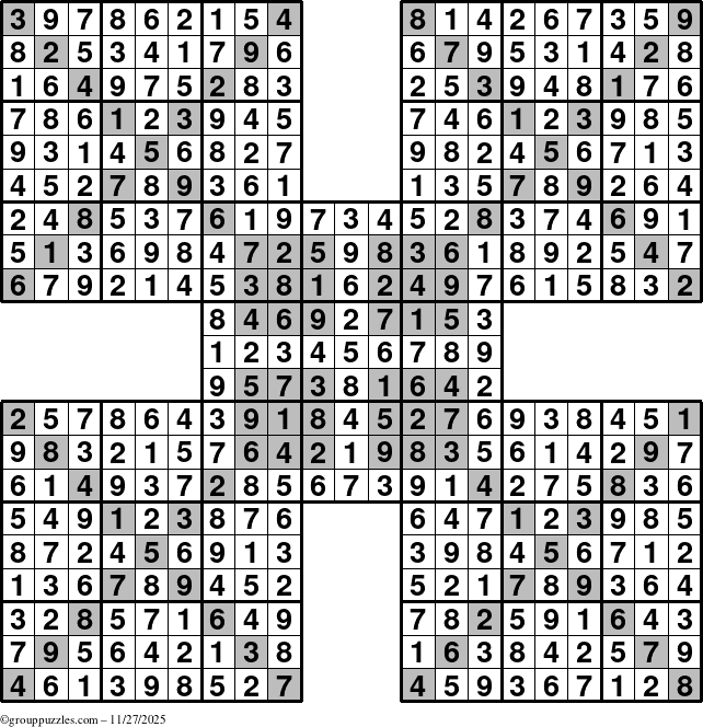 The grouppuzzles.com Answer grid for the cover-HyperXtreme puzzle for Thursday November 27, 2025