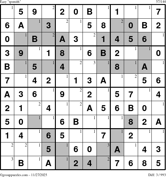 The grouppuzzles.com Easy tpsmith puzzle for Thursday November 27, 2025 with the first 3 steps marked