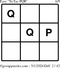 The grouppuzzles.com Easy TicTac-PQR puzzle for Friday May 1, 2026