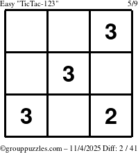 The grouppuzzles.com Easy TicTac-123 puzzle for Tuesday November 4, 2025