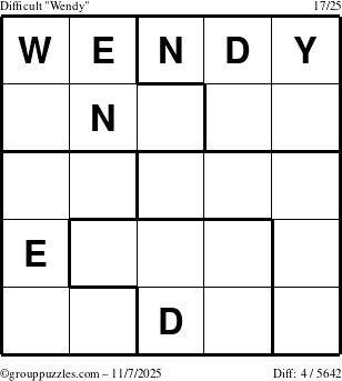 The grouppuzzles.com Difficult Wendy puzzle for Friday November 7, 2025