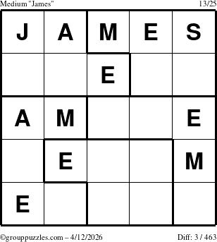 The grouppuzzles.com Medium James puzzle for Sunday April 12, 2026