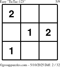 The grouppuzzles.com Easy TicTac-123 puzzle for Saturday May 10, 2025