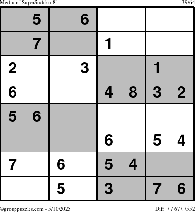 The grouppuzzles.com Medium SuperSudoku-8 puzzle for Saturday May 10, 2025