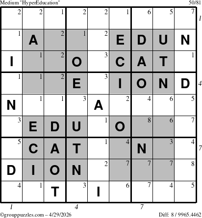 The grouppuzzles.com Medium HyperEducation-i23 puzzle for Wednesday April 29, 2026 with all 8 steps marked