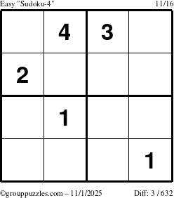 The grouppuzzles.com Easy Sudoku-4 puzzle for Saturday November 1, 2025