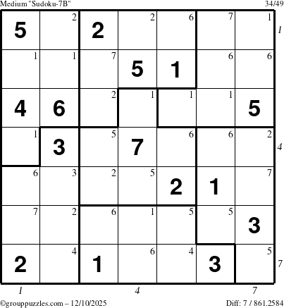 The grouppuzzles.com Medium Sudoku-7B puzzle for Wednesday December 10, 2025, suitable for printing, with all 7 steps marked