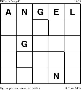 The grouppuzzles.com Difficult Angel puzzle for Saturday December 13, 2025