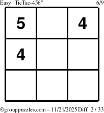 The grouppuzzles.com Easy TicTac-456 puzzle for Friday November 21, 2025