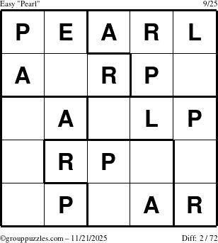 The grouppuzzles.com Easy Pearl puzzle for Friday November 21, 2025