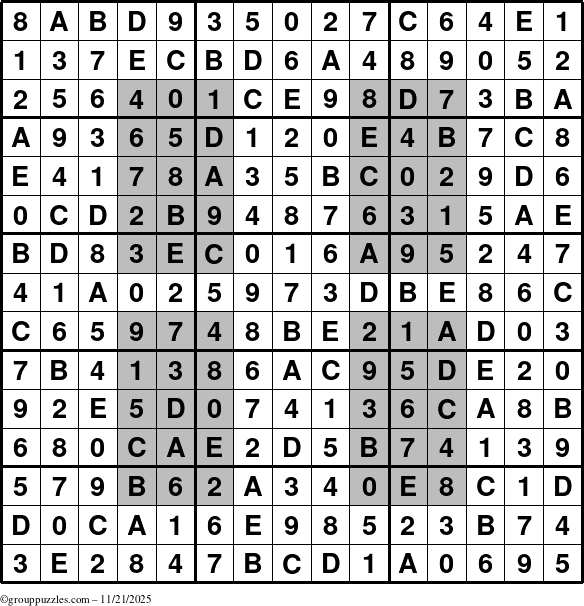 The grouppuzzles.com Answer grid for the HyperSudoku-15 puzzle for Friday November 21, 2025