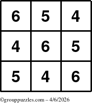 The grouppuzzles.com Answer grid for the TicTac-456 puzzle for Monday April 6, 2026
