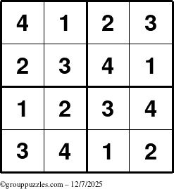 The grouppuzzles.com Answer grid for the Sudoku-4 puzzle for Sunday December 7, 2025