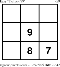 The grouppuzzles.com Easy TicTac-789 puzzle for Sunday December 7, 2025