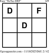 The grouppuzzles.com Easy TicTac-DEF puzzle for Tuesday November 18, 2025