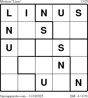 The grouppuzzles.com Medium Linus puzzle for Tuesday November 18, 2025