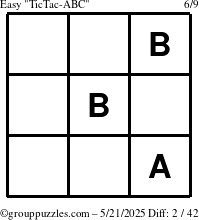 The grouppuzzles.com Easy TicTac-ABC puzzle for Wednesday May 21, 2025