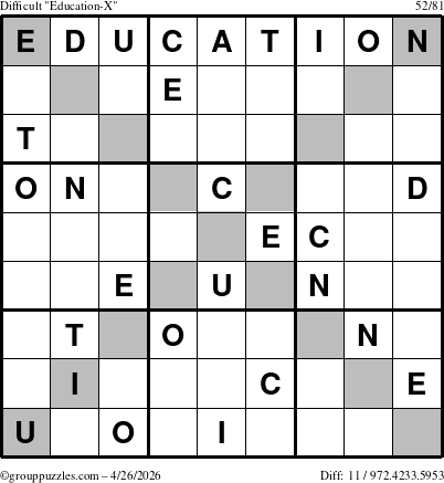 The grouppuzzles.com Difficult Education-X puzzle for Sunday April 26, 2026