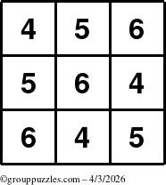 The grouppuzzles.com Answer grid for the TicTac-456 puzzle for Friday April 3, 2026