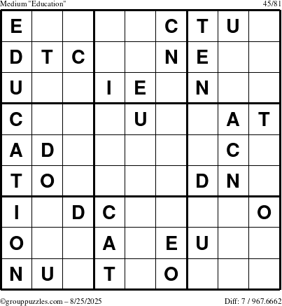 The grouppuzzles.com Medium Education-c1 puzzle for Monday August 25, 2025