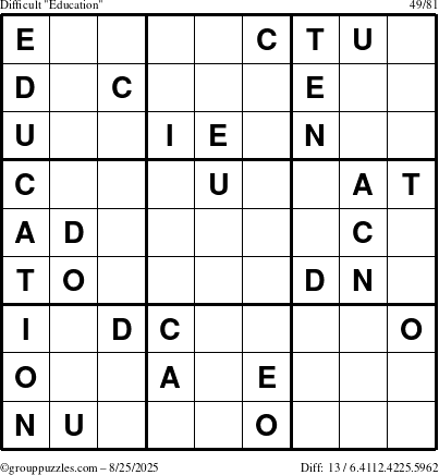 The grouppuzzles.com Difficult Education-c1 puzzle for Monday August 25, 2025