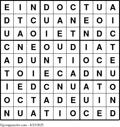 The grouppuzzles.com Answer grid for the Education-c1 puzzle for Monday August 25, 2025