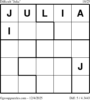 The grouppuzzles.com Difficult Julia puzzle for Thursday December 4, 2025