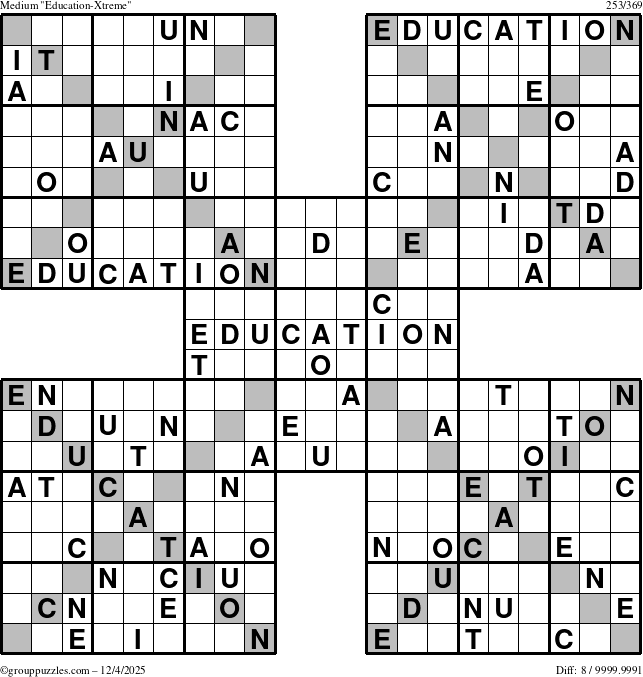 The grouppuzzles.com Medium Education-Xtreme puzzle for Thursday December 4, 2025