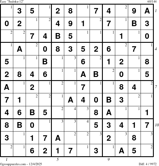 The grouppuzzles.com Easy Sudoku-12 puzzle for Thursday December 4, 2025 with all 4 steps marked