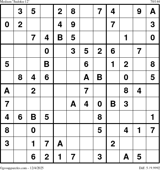 The grouppuzzles.com Medium Sudoku-12 puzzle for Thursday December 4, 2025