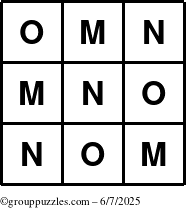 The grouppuzzles.com Answer grid for the TicTac-MNO puzzle for Saturday June 7, 2025