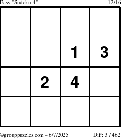 The grouppuzzles.com Easy Sudoku-4 puzzle for Saturday June 7, 2025